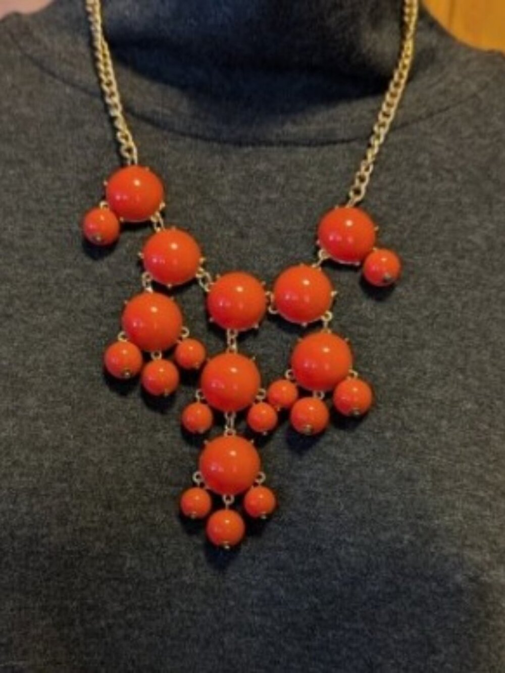 Orange Coral Bubble Bead Bib Necklace